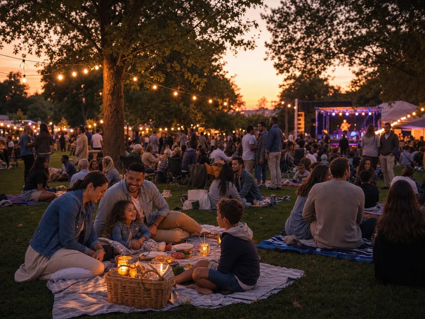 Illustrative image of families at an outdoor festival