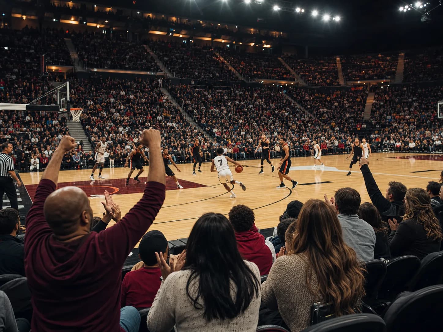 Illustrative image of fans at a basketball game